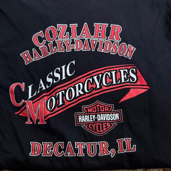 Harley Davidson Flame Long Sleeve Shirt Decatur IL Graphic Biker Y2K Size M - Picture 3 of 5